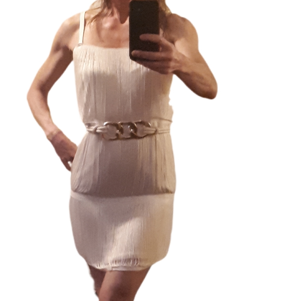 Elegant Cream Fringe Dress